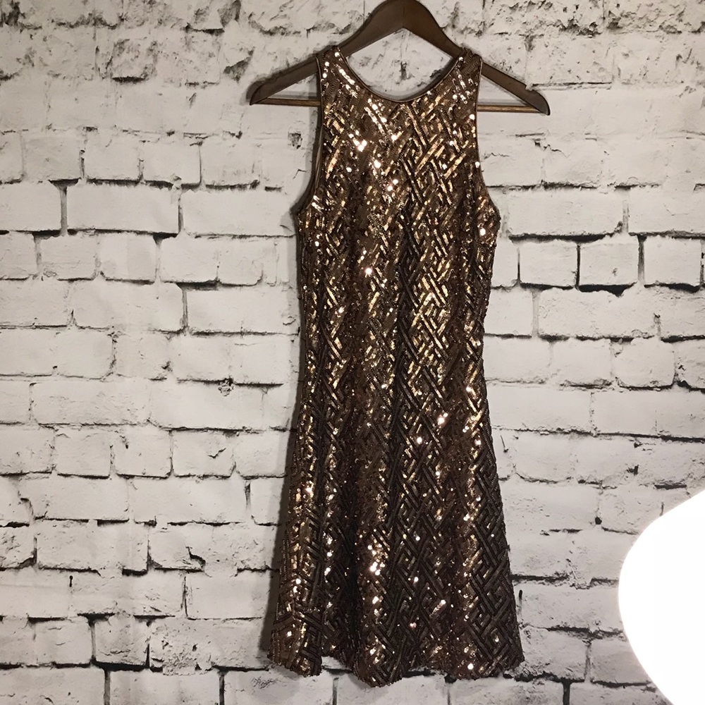 Dress the Population Gold Sequin Cocktail Dress